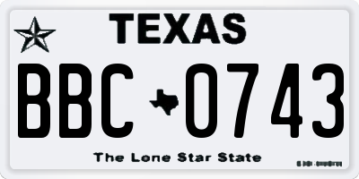 TX license plate BBC0743
