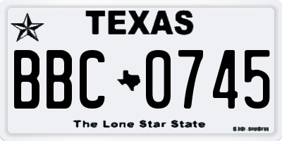 TX license plate BBC0745