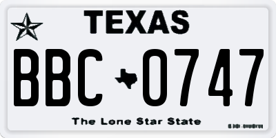 TX license plate BBC0747