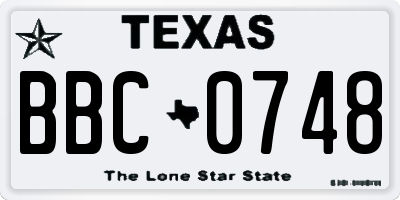 TX license plate BBC0748