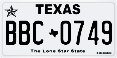 TX license plate BBC0749