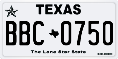 TX license plate BBC0750