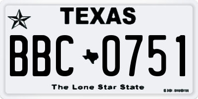 TX license plate BBC0751
