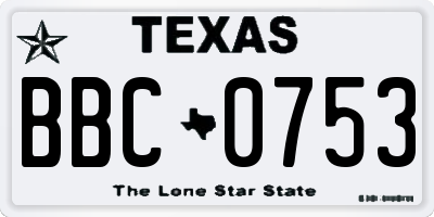 TX license plate BBC0753