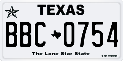 TX license plate BBC0754