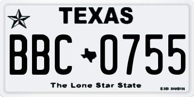 TX license plate BBC0755