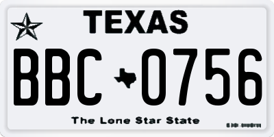 TX license plate BBC0756