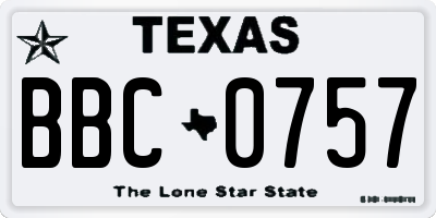 TX license plate BBC0757