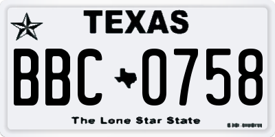 TX license plate BBC0758