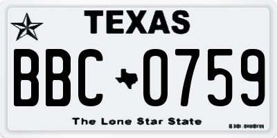 TX license plate BBC0759