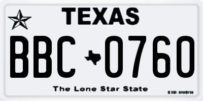 TX license plate BBC0760