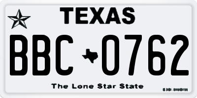 TX license plate BBC0762