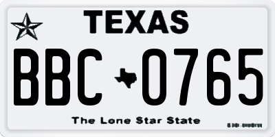 TX license plate BBC0765