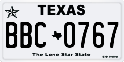 TX license plate BBC0767