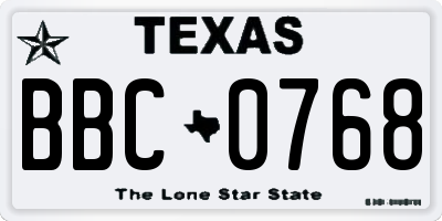 TX license plate BBC0768