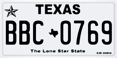 TX license plate BBC0769