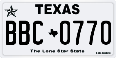 TX license plate BBC0770