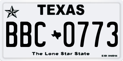 TX license plate BBC0773