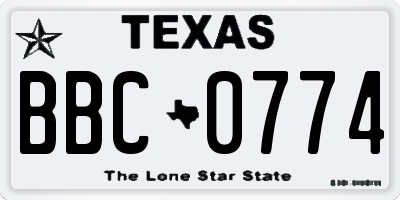 TX license plate BBC0774