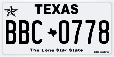 TX license plate BBC0778