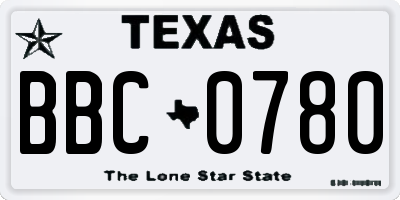 TX license plate BBC0780