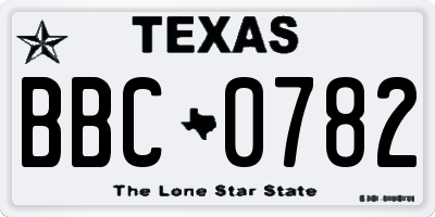 TX license plate BBC0782