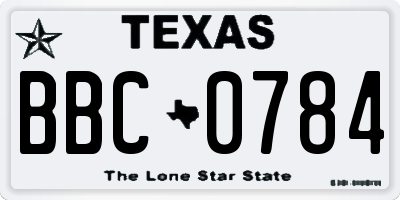 TX license plate BBC0784