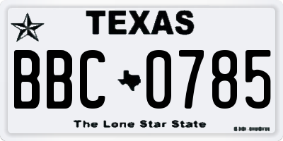 TX license plate BBC0785