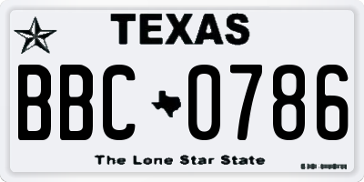 TX license plate BBC0786