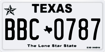 TX license plate BBC0787