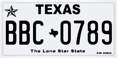 TX license plate BBC0789