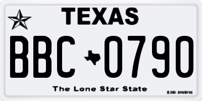 TX license plate BBC0790