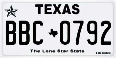 TX license plate BBC0792