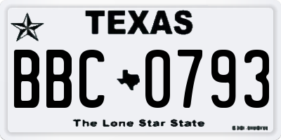 TX license plate BBC0793