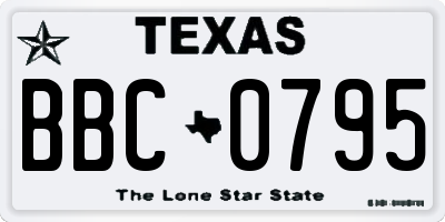 TX license plate BBC0795