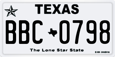 TX license plate BBC0798