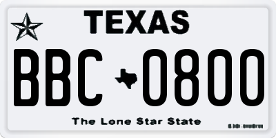 TX license plate BBC0800