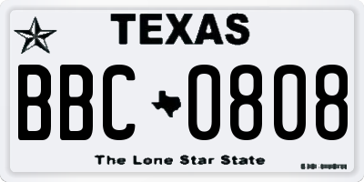 TX license plate BBC0808