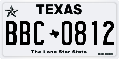 TX license plate BBC0812