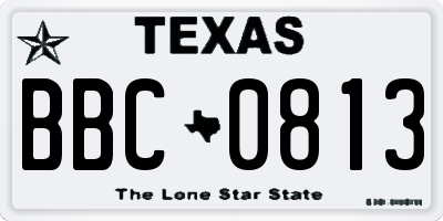 TX license plate BBC0813