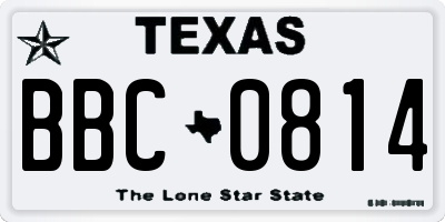 TX license plate BBC0814