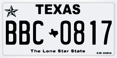 TX license plate BBC0817