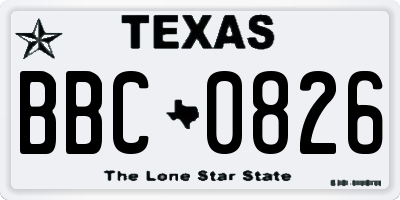 TX license plate BBC0826