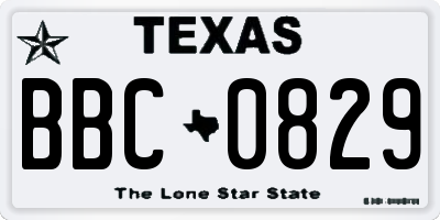 TX license plate BBC0829