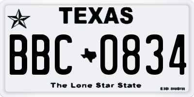 TX license plate BBC0834