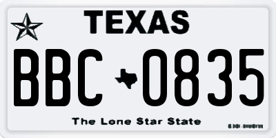 TX license plate BBC0835