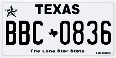 TX license plate BBC0836