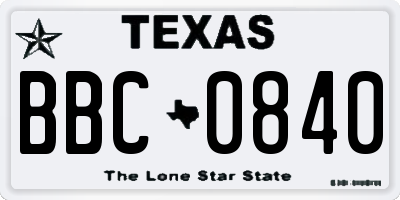 TX license plate BBC0840