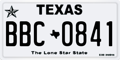 TX license plate BBC0841