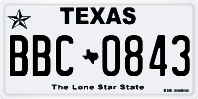 TX license plate BBC0843